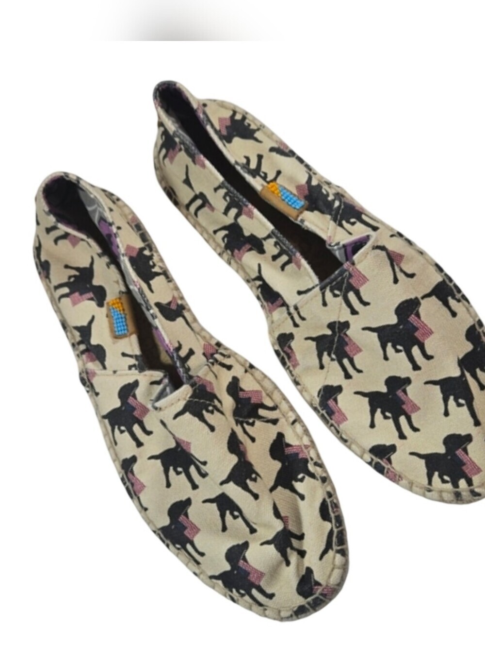 Ubuntu Espadrilles Dog Print, Slip On, Handmade, Size 9 Labrador